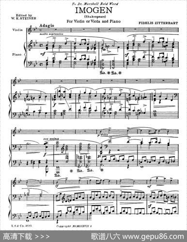IMOGEN（Shakespeare）（小提琴+钢琴伴奏）|FIDELISZITTERBART