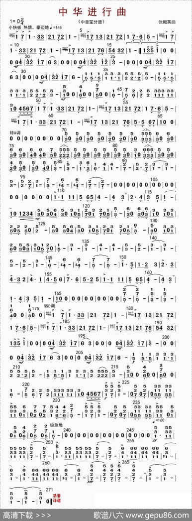 中华进行曲（民乐合奏分谱）|张殿英