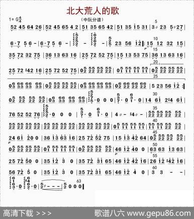 北大荒人的歌（中阮分谱）