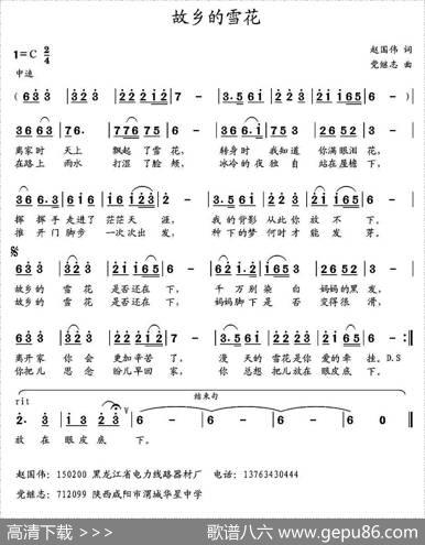 故乡的雪花（赵国伟词党继志曲） - 赵国伟|党继志