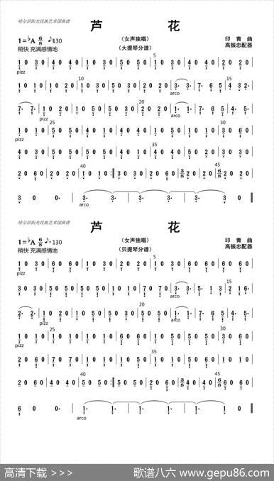芦花（大提琴、贝提琴分谱）|高振忠配器