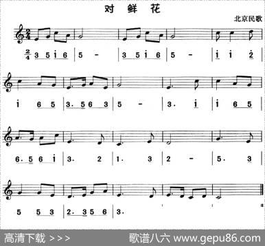 对鲜花（八孔竖笛线简谱对照版）