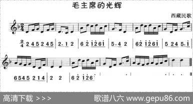毛主席的光辉（八孔竖笛线简谱对照版）