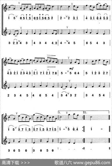 缪赛特风苗舞曲（八孔竖笛线简谱对照版、二重奏）|巴赫