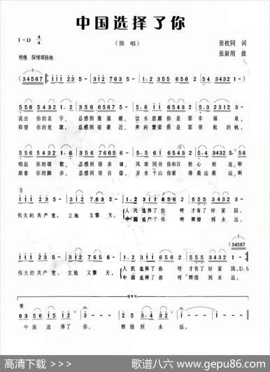 中国选择了你（张枚同词张新用曲） - 张枚同|张新用