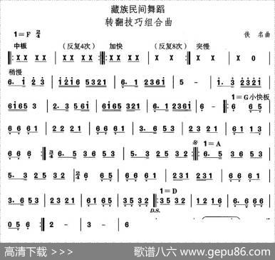 中国民族民间舞曲选（（七）藏族舞蹈：转翻技巧组合）