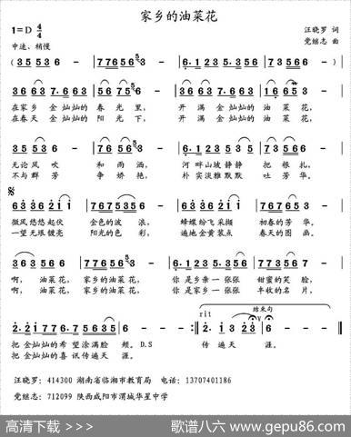 家乡的油菜花（汪晓罗词党继志曲） - 汪晓罗|党继志
