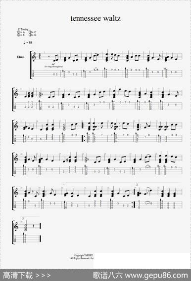 TENNESSEEWALTZ（田纳西的华尔滋）（尤克里里指弹独奏）