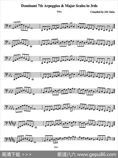 Dom.7thArp.&MajorScalesin3rds-Tuba（大号练习教材选曲）