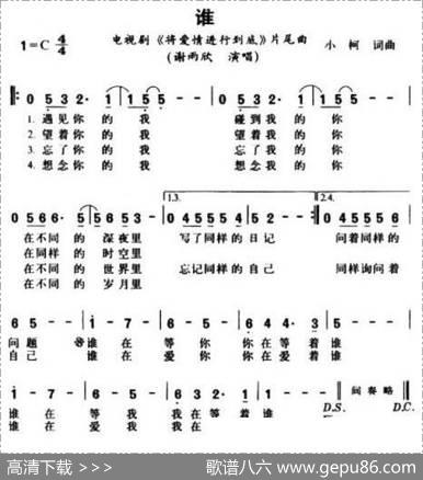 谁（电视剧《将爱情进行到底》片尾曲） - 小柯|小柯