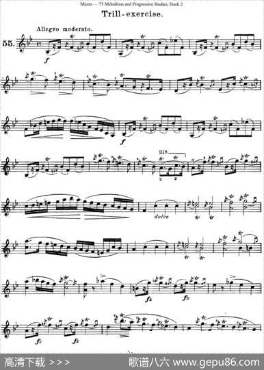 马扎斯小提琴练习曲Op.36第二册华丽练习曲（55）