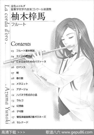 《金色琴弦》柚木梓马长笛谱