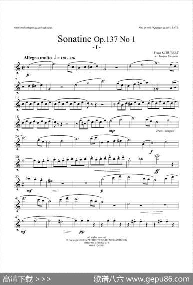 SonatineOp.137No1（四重奏中音萨克斯分谱）