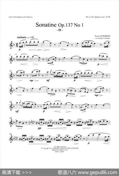 SonatineOp.137No1（四重奏中音萨克斯分谱）