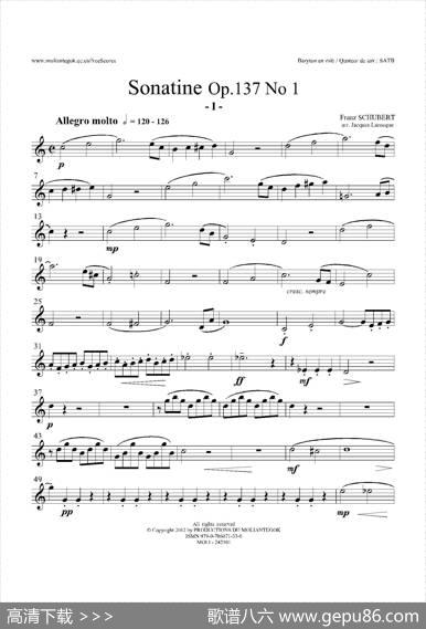 SonatineOp.137No1（四重奏上低音萨克斯分谱）