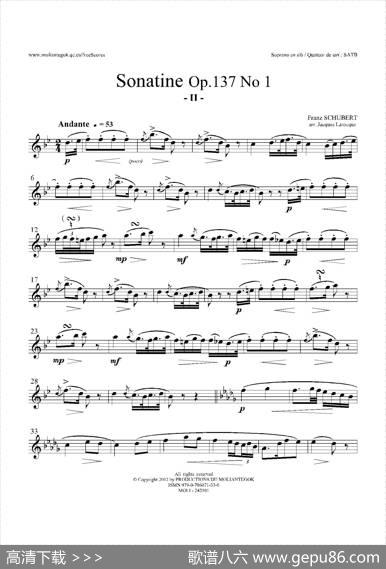 SonatineOp.137No1（四重奏高音萨克斯分谱）