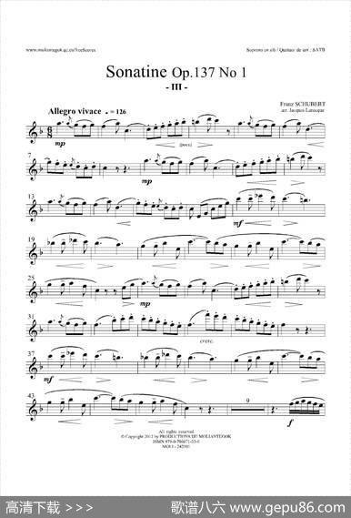 SonatineOp.137No1（四重奏高音萨克斯分谱）