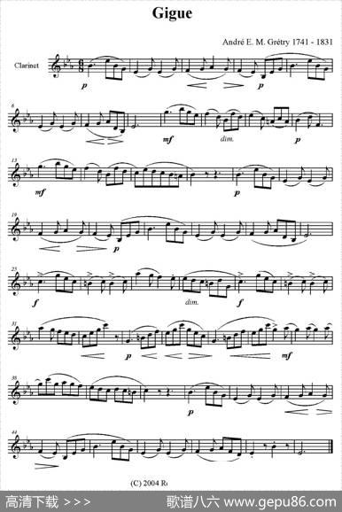Gigue（单簧管）|Grétry