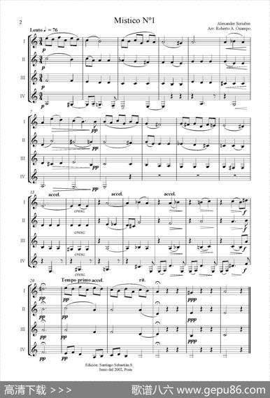 DosPiezasdeAlexanderScriabin（单簧管四重奏）