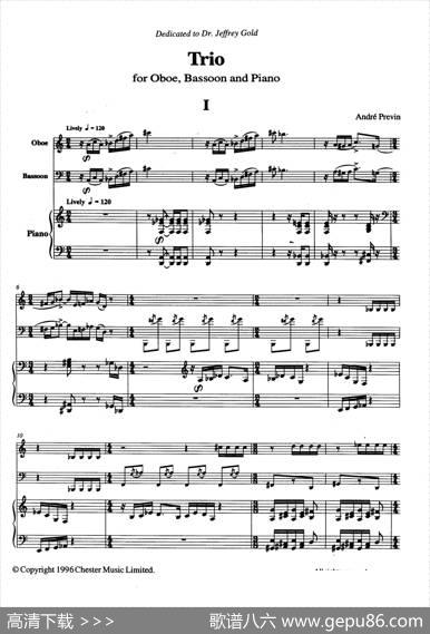 Trio（巴松、双簧管与钢琴三重奏总谱）|安德列·普列文(AndrePrevin)