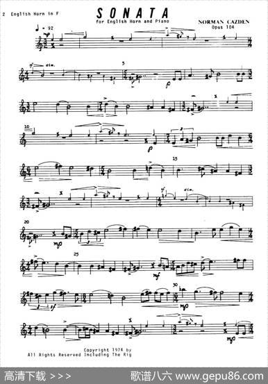 Sonata（英国管与钢琴奏鸣曲英国管分谱）|卡茨顿