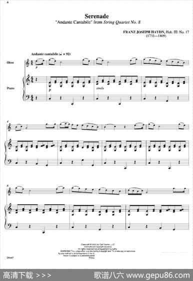 Serenade（双簧管+钢琴伴奏）