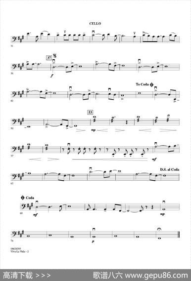 VIVALAVIDA（大提琴分谱）