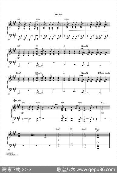 VIVALAVIDA（钢琴分谱）