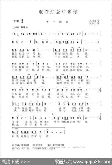 我在红尘中等你 - 孙国良|黄永杰