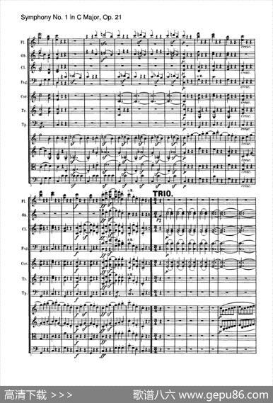 SymphonyNo.1inCMajorOp.21（Ⅲ）（交响乐总谱）|Beethoven