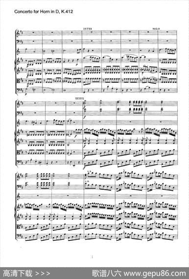 ConcertoforHorninD，K.412（D大调第一圆号协奏曲K412号作品）