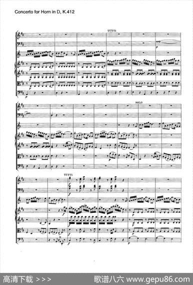 ConcertoforHorninD，K.412（D大调第一圆号协奏曲K412号作品）