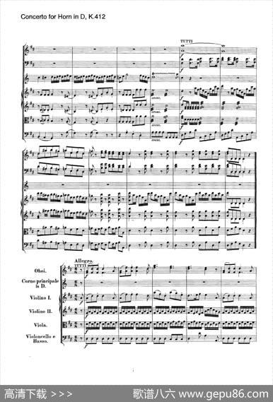 ConcertoforHorninD，K.412（D大调第一圆号协奏曲K412号作品）