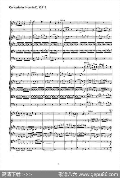 ConcertoforHorninD，K.412（D大调第一圆号协奏曲K412号作品）
