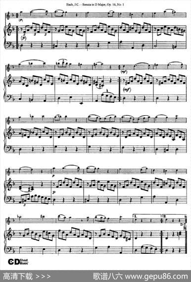 SonatainDMajor,Op.16No.1（小提琴+钢琴伴奏）|Bach（巴赫）