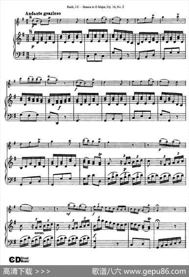 SonatainDMajor,Op.16No.2（小提琴+钢琴伴奏）|Bach（巴赫）