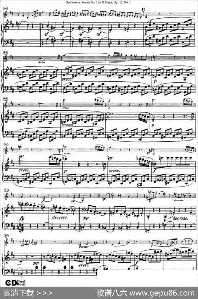 ViolinSonataNo.1inDMajorOp.12No.1（小提琴+钢琴伴奏）