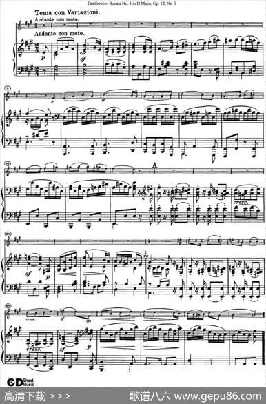 ViolinSonataNo.1inDMajorOp.12No.1（小提琴+钢琴伴奏）