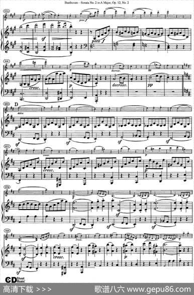 ViolinSonataNo.2inAMajorOp.12No.2（小提琴+钢琴伴奏）