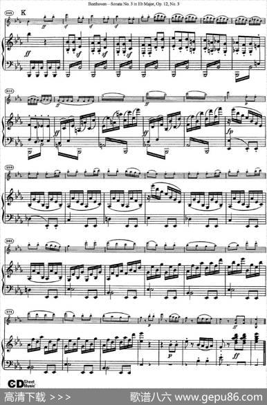 ViolinSonataNo.3inEbMajorOp.12No.3（小提琴+钢琴伴奏）