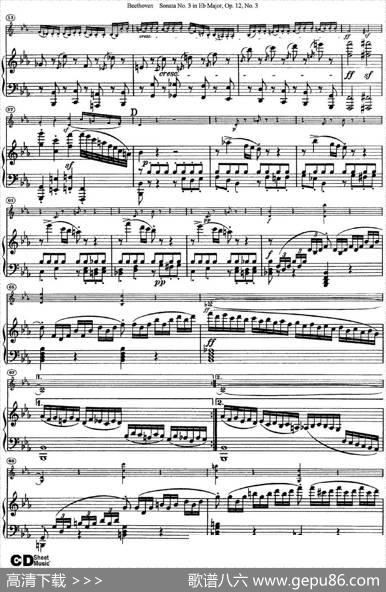ViolinSonataNo.3inEbMajorOp.12No.3（小提琴+钢琴伴奏）