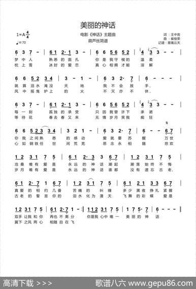美丽的神话（电影《神话》主题曲） - 王中言|催崔俊荣