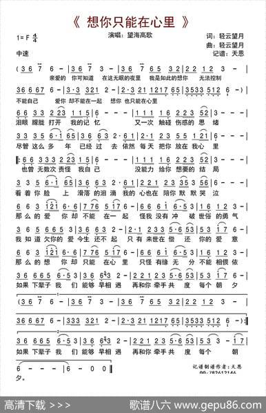 想你只能在心里 - 轻云望月|轻云望月