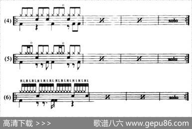 6条架子鼓128慢摇滚节奏型(Slowrock)练习
