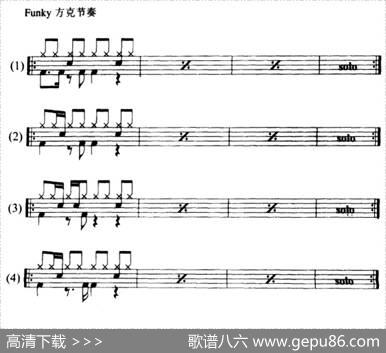 25条架子鼓方克(Funky)节奏型练习