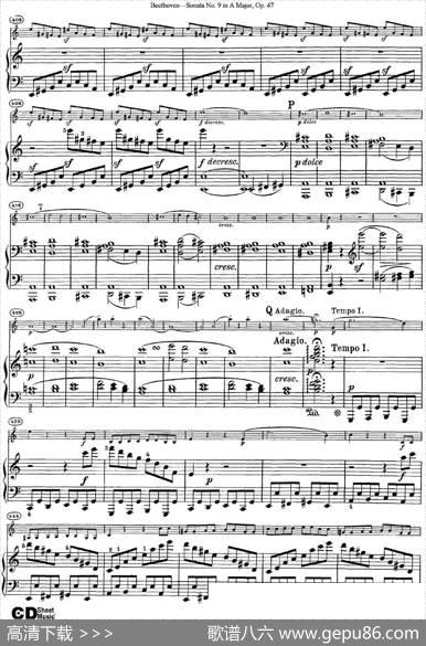 ViolinSonataNo.9inAMajorOp.47（小提琴+钢琴伴奏）