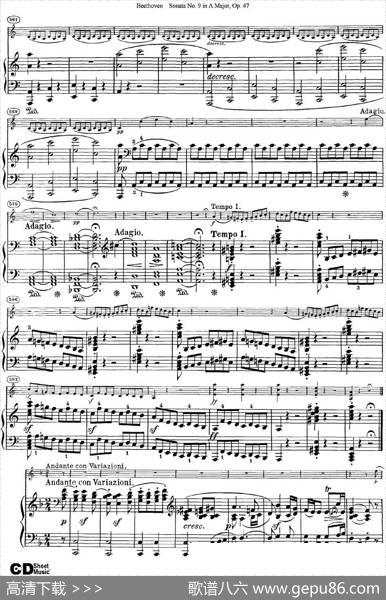 ViolinSonataNo.9inAMajorOp.47（小提琴+钢琴伴奏）