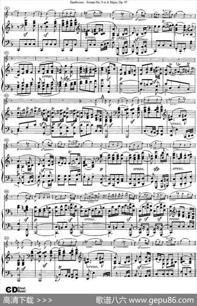ViolinSonataNo.9inAMajorOp.47（小提琴+钢琴伴奏）
