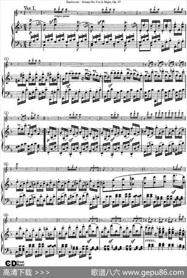ViolinSonataNo.9inAMajorOp.47（小提琴+钢琴伴奏）