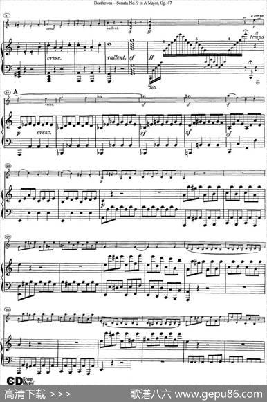 ViolinSonataNo.9inAMajorOp.47（小提琴+钢琴伴奏）